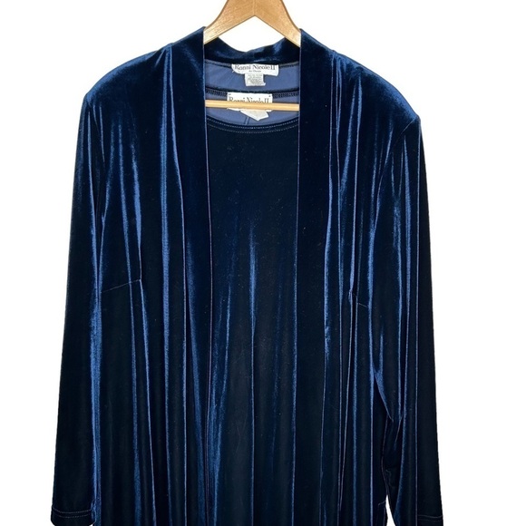Ronnie Nicole 11 Women’s Blue Velvet Dress And Cardigan 22W Christmas New Years - Picture 2 of 5